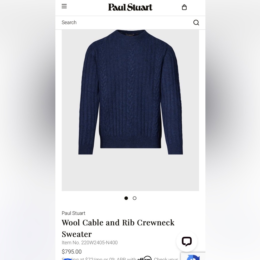 Paul Stuart
Wool Cable and Rib Crewneck
Sweater